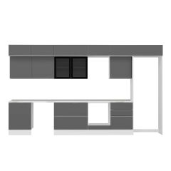 Alvinka 410X240 Cm High Gloss Mutfak Dolabı Mb-E90S60S60-3 High Gloss | Antrasit - Mdf