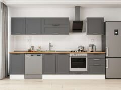 Alvinka 310X210 Cm Klasik Mebran Mutfak Dolabı M-E80S50S60-2 Mebran | Antrasit - Mdf