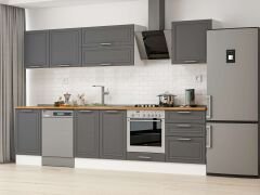 Alvinka 310X210 Cm Klasik Mebran Mutfak Dolabı M-E80S50S60-2 Mebran | Antrasit - Mdf