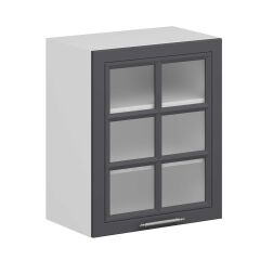 Alvinka Mutfak Modül Mbr_C Üst 1Dk2R 60-H72Cm Dolap Cam Beyaz Antrasit Mdf