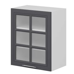 Alvinka Mutfak Modül Mbr_C Üst 1Dk2R 60-H72Cm Dolap Cam Beyaz Antrasit Mdf