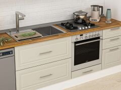 Alvinka 380X240 Cm Klasik Mebran Mutfak Dolabı Beyaz Beyaz Mbb-E90B40S50-1 Mebran | Kumtaşı - Mdf