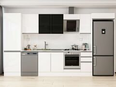 Alvinka 380X222 Cm High Gloss Mutfak Dolabı Mbb-E80B60S40-3 High Gloss | Beyaz - Mdf