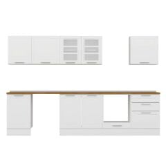 Alvinka 310X210 Cm Klasik Mebran Mutfak Dolabı M-E80S50S60-3 Mebran | Beyaz - Suntalam