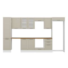 Alvinka 390X222 Cm Klasik Mebran Mutfak Dolabı Mbb-E90B50S50-3 Mebran | Kumtaşı - Suntalam