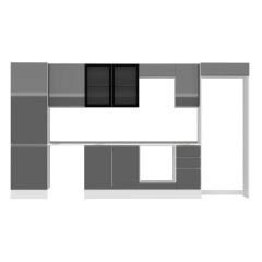 Alvinka 380X222 Cm High Gloss Mutfak Dolabı Mbb-E80B60S40-3 High Gloss | Antrasit - Suntalam