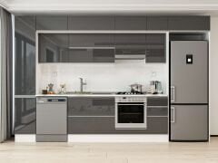 Alvinka 370X240 Cm High Gloss Mutfak Dolabı Mbb-E90B40S40-1 High Gloss | Antrasit - Suntalam