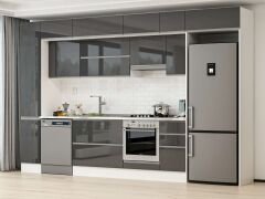 Alvinka 370X240 Cm High Gloss Mutfak Dolabı Mbb-E90B40S40-1 High Gloss | Antrasit - Suntalam