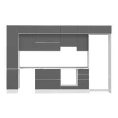 Alvinka 370X240 Cm High Gloss Mutfak Dolabı Mbb-E90B40S40-1 High Gloss | Antrasit - Suntalam