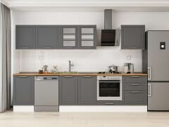 Alvinka 310X210 Cm Klasik Mebran Mutfak Dolabı M-E80S50S60-3 Mebran | Antrasit - Suntalam