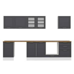 Alvinka 310X210 Cm Klasik Mebran Mutfak Dolabı M-E80S50S60-3 Mebran | Antrasit - Suntalam