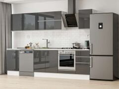 Alvinka 295X210 Cm High Gloss Mutfak Dolabı M-E80S50S45-2 High Gloss | Antrasit - Mdf