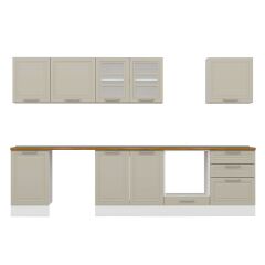 Alvinka 310X210 Cm Klasik Mebran Mutfak Dolabı M-E80S50S60-3 Mebran | Kumtaşı - Suntalam