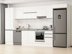 Alvinka 385X222 Cm High Gloss Mutfak Dolabı Mbb-E80B60S45-1 High Gloss | Beyaz - Suntalam