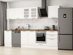 Alvinka 310X210 Cm Klasik Mebran Mutfak Dolabı M-E80S50S60-3 Mebran | Beyaz - Mdf