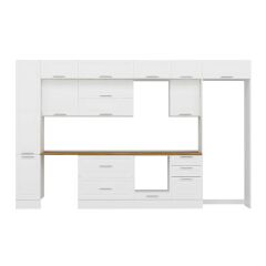 Alvinka 380X240 Cm Klasik Mebran Mutfak Dolabı Beyaz Beyaz Mbb-E90B40S50-2 Mebran | Beyaz - Mdf