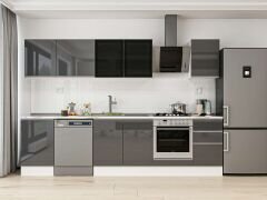 Alvinka 295X210 Cm High Gloss Mutfak Dolabı M-E80S50S45-3 High Gloss | Antrasit - Suntalam