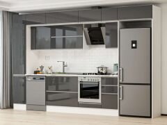 Alvinka 370X240 Cm High Gloss Mutfak Dolabı Mbb-E90B40S40-2 High Gloss | Antrasit - Mdf