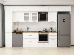 Alvinka 380X240 Cm Klasik Mebran Mutfak Dolabı Beyaz Beyaz Mbb-E90B40S50-3 Mebran | Beyaz - Suntalam