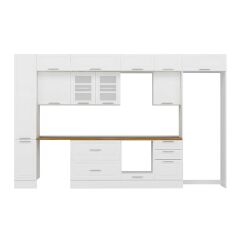 Alvinka 380X240 Cm Klasik Mebran Mutfak Dolabı Beyaz Beyaz Mbb-E90B40S50-3 Mebran | Beyaz - Suntalam