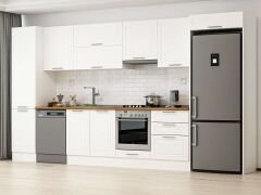 Alvinka 400X222 Cm Klasik Mebran Mutfak Dolabı Mbb-E90B50S60-1 Mebran | Beyaz - Mdf