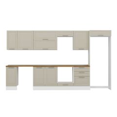 Alvinka 380X222 Cm Klasik Mebran Mutfak Dolabı Mb-E80S40S60-2 Mebran | Kumtaşı - Mdf