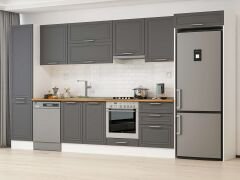 Alvinka 400X222 Cm Klasik Mebran Mutfak Dolabı Mbb-E90B50S60-1 Mebran | Antrasit - Mdf