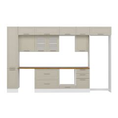 Alvinka 380X240 Cm Klasik Mebran Mutfak Dolabı Beyaz Beyaz Mbb-E90B40S50-3 Mebran | Kumtaşı - Suntalam