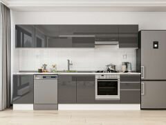 Alvinka 300X210 Cm High Gloss Mutfak Dolabı M-E80S50S50-1 High Gloss | Antrasit - Suntalam