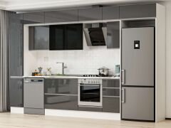 Alvinka 370X240 Cm High Gloss Mutfak Dolabı Mbb-E90B40S40-3 High Gloss | Antrasit - Suntalam