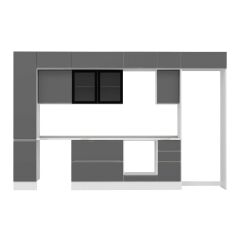 Alvinka 370X240 Cm High Gloss Mutfak Dolabı Mbb-E90B40S40-3 High Gloss | Antrasit - Suntalam