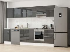 Alvinka 300X210 Cm High Gloss Mutfak Dolabı M-E80S50S50-1 High Gloss | Antrasit - Mdf