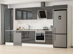 Alvinka 385X222 Cm High Gloss Mutfak Dolabı Mbb-E80B60S45-2 High Gloss | Antrasit - Mdf