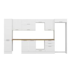 Alvinka 400X222 Cm Klasik Mebran Mutfak Dolabı Mbb-E90B50S60-2 Mebran | Beyaz - Suntalam