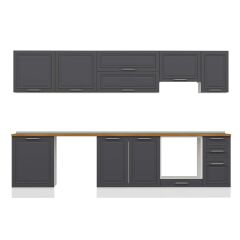 Alvinka 300X210 Cm Klasik Mebran Mutfak Dolabı M-E80S60S40-1 Mebran | Antrasit - Mdf