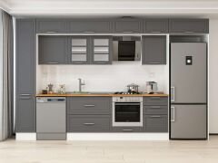 Alvinka 380X240 Cm Klasik Mebran Mutfak Dolabı Beyaz Beyaz Mbb-E90B40S50-3 Mebran | Antrasit - Mdf