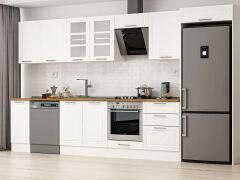 Alvinka 380X222 Cm Klasik Mebran Mutfak Dolabı Mb-E80S40S60-3 Mebran | Beyaz - Mdf