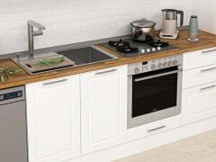 Alvinka 380X222 Cm Klasik Mebran Mutfak Dolabı Mb-E80S40S60-3 Mebran | Beyaz - Mdf