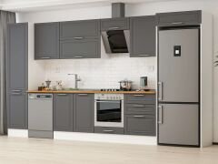 Alvinka 400X222 Cm Klasik Mebran Mutfak Dolabı Mbb-E90B50S60-2 Mebran | Antrasit - Suntalam