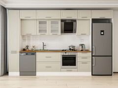 Alvinka 380X240 Cm Klasik Mebran Mutfak Dolabı Beyaz Beyaz Mbb-E90B40S50-3 Mebran | Kumtaşı - Mdf