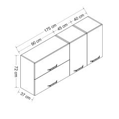 Minar 175 Cm Mutfak Dolabı Beyaz 175-B2-Üst Modül
