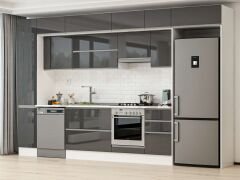 Alvinka 375X240 Cm High Gloss Mutfak Dolabı Mbb-E90B40S45-1 High Gloss | Antrasit - Suntalam