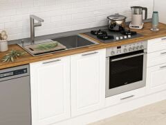 Alvinka 400X222 Cm Klasik Mebran Mutfak Dolabı Mbb-E90B50S60-2 Mebran | Beyaz - Mdf