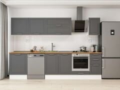 Alvinka 300X210 Cm Klasik Mebran Mutfak Dolabı M-E80S60S40-2 Mebran | Antrasit - Suntalam