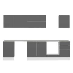 Alvinka 300X210 Cm High Gloss Mutfak Dolabı M-E80S50S50-2 High Gloss | Antrasit - Mdf