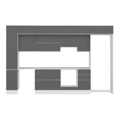 Alvinka 375X240 Cm High Gloss Mutfak Dolabı Mbb-E90B40S45-1 High Gloss | Antrasit - Mdf