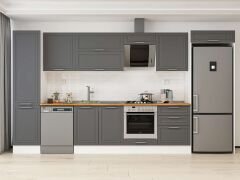 Alvinka 400X222 Cm Klasik Mebran Mutfak Dolabı Mbb-E90B50S60-2 Mebran | Antrasit - Mdf