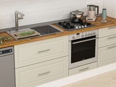 Alvinka 390X240 Cm Klasik Mebran Mutfak Dolabı Beyaz Beyaz Mbb-E90B40S60-1 Mebran | Kumtaşı - Suntalam