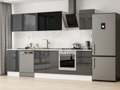 Alvinka 300X210 Cm High Gloss Mutfak Dolabı M-E80S50S50-3 High Gloss | Antrasit - Suntalam