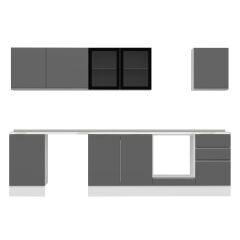 Alvinka 300X210 Cm High Gloss Mutfak Dolabı M-E80S50S50-3 High Gloss | Antrasit - Suntalam